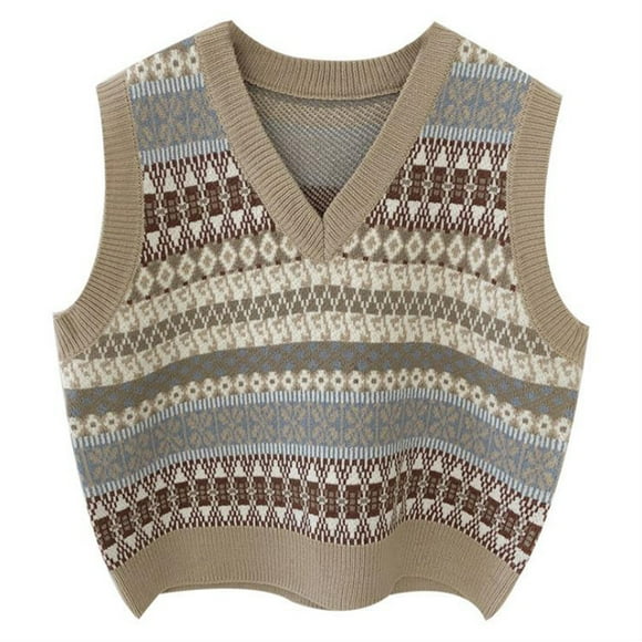 Honganda Women?s Loose Bohemian Printed Sleeveless V Neck Sweater Vest