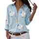 thumbnail image 3 of Guardurnaity Blusa de manga larga con solapa para mujer, blusa con estampado de chicas, Tops de estilo suelto para niñas Prendas para la parte del cuerpo azul claro L, 3 of 5
