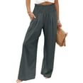 thumbnail image 4 of Abomasnow Womens Elastic High Waisted Palazzo Pants Casual Wide Leg Long Lounge Pant Trousers with Pockets, 4 of 7