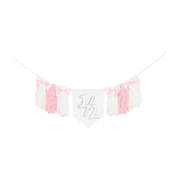 Banner de Silla Alta Rosa para Medio Cumpleaños, Accesorio Fotográfico, Decoración de Seis Meses para Shower, Guardería Y Dormitorio.