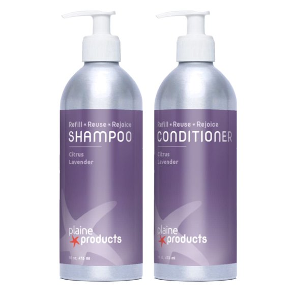 Champú y acondicionador ecológico - Lavanda cítrica - Sin sulfato 16 oz (botellas recargables con bombas)