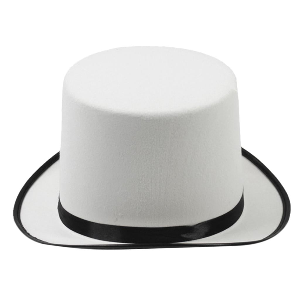 Beloving White Magician Top Hat Men Women Steampunk Formal Fedora Jazz Hat White
