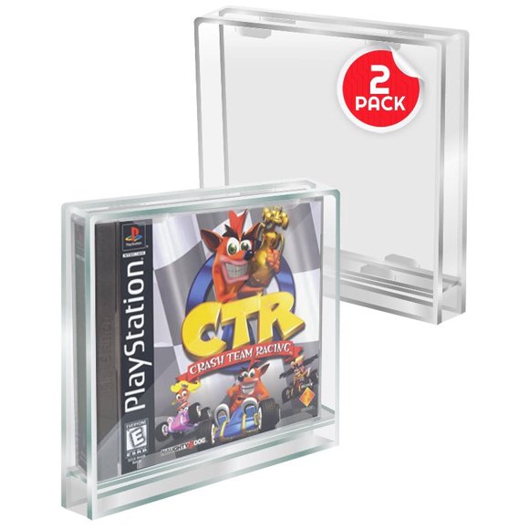 EVORETRO 2x Acrylic Display Cases for PlayStation PS1 Games – Clear Protective Storage Box, Durable Dustproof Scratch-Resistant Hard Shell for Retro Game Collection