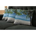 thumbnail image 5 of Ambesonne Summer Throw Pillow Cover 4 Pack, Tropical Beach Ocean, 24", Fern Green Sky Blue, 5 of 5