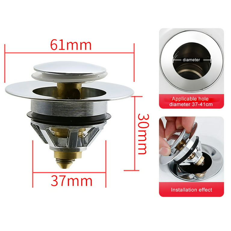 Universal Spring Core Sink Stopper for 1.46-1.61in Drain Holes, Stainless  Steel Bathroom Sink Drain Strainer ​With Strainer 
