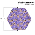 thumbnail image 2 of Honeii Pugs and Flowers print Leather Coaster Set of 4, ideal for safeguarding your furniture from drinks spills and effortless cleanup-Hexagon, 2 of 6