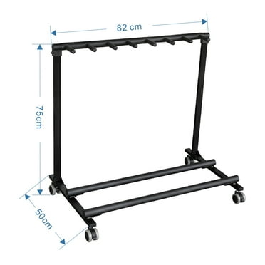 Guitar Stand Rack For Multiple Guitars, 7 Holder Metal Guitar Stand With Wheels, Movable Guitar Rack For Classical Acoustic, Electric, Ukulele, Bass Guitar, Violin
