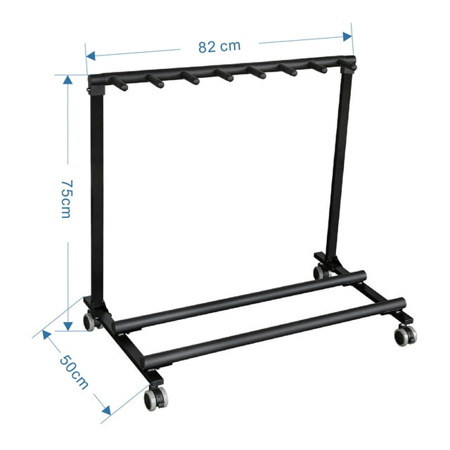 Multi-Guitar Stand Rack with 7 Holders and Wheels - Movable Metal Rack for Acoustic, Electric & Bass