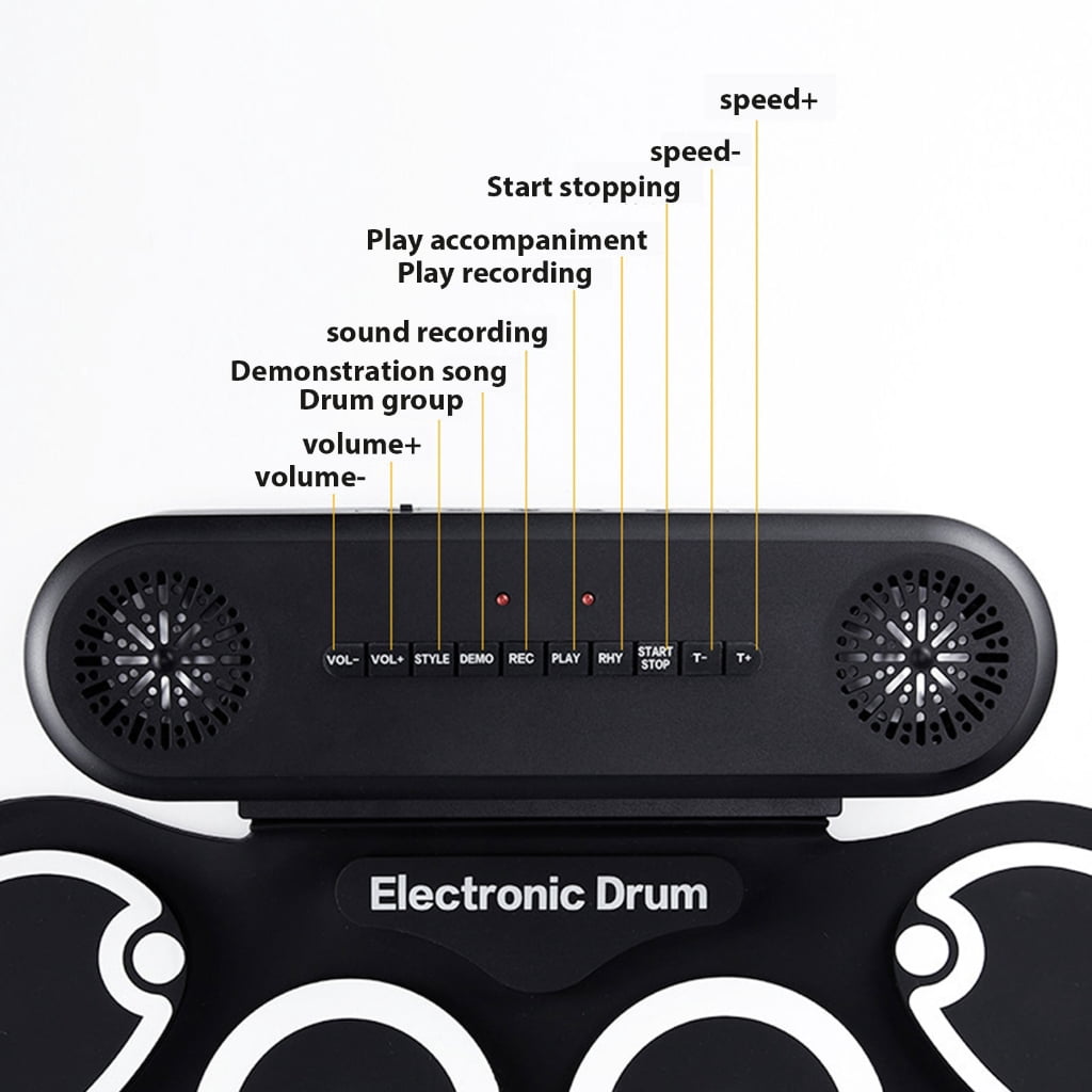 Small Electronic Drum Set Practicing Drum Pad Silicone Texture Music Creation Tool Suitable for Travel and Outdoor Gigs