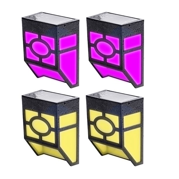 Lámpara de pared decorativa antigua solar 4PCS-2LED Warm + Color MFZFUKR CPB-US-DYP642-2