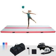 Funwater-inflatable mat, gymnastic mat, tumbling mat, gym training yoga mat, exercise mat-400X100X10CM-pink/gray