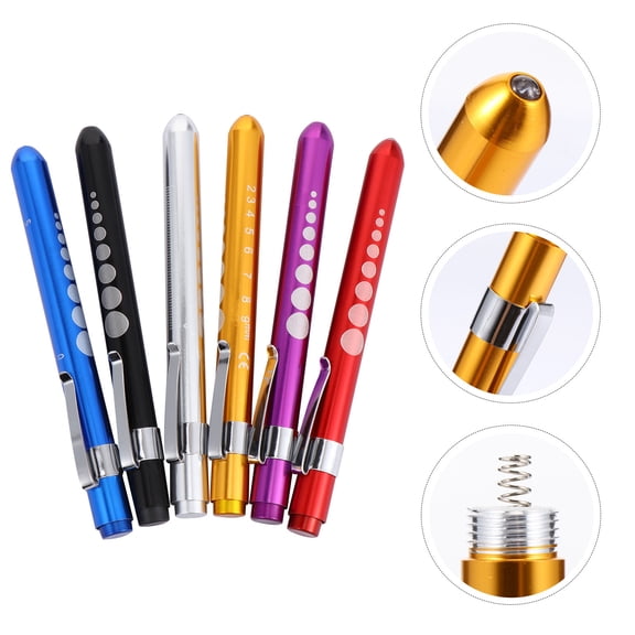 Niceauty 6Pcs Penlights for Nurses in Assorted Color with Aluminum Alloy for Professional Use