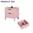 thumbnail image 6 of Treocho 2 Drawers Nightstand Set of 2, 20'' Bedside Table, w/Hidden Handles, Wooden, Pink, 6 of 8