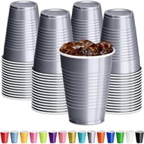 Gray Plastic Cups, 12 oz Disposable Cups, Reusable Party Supplies (120 Count)