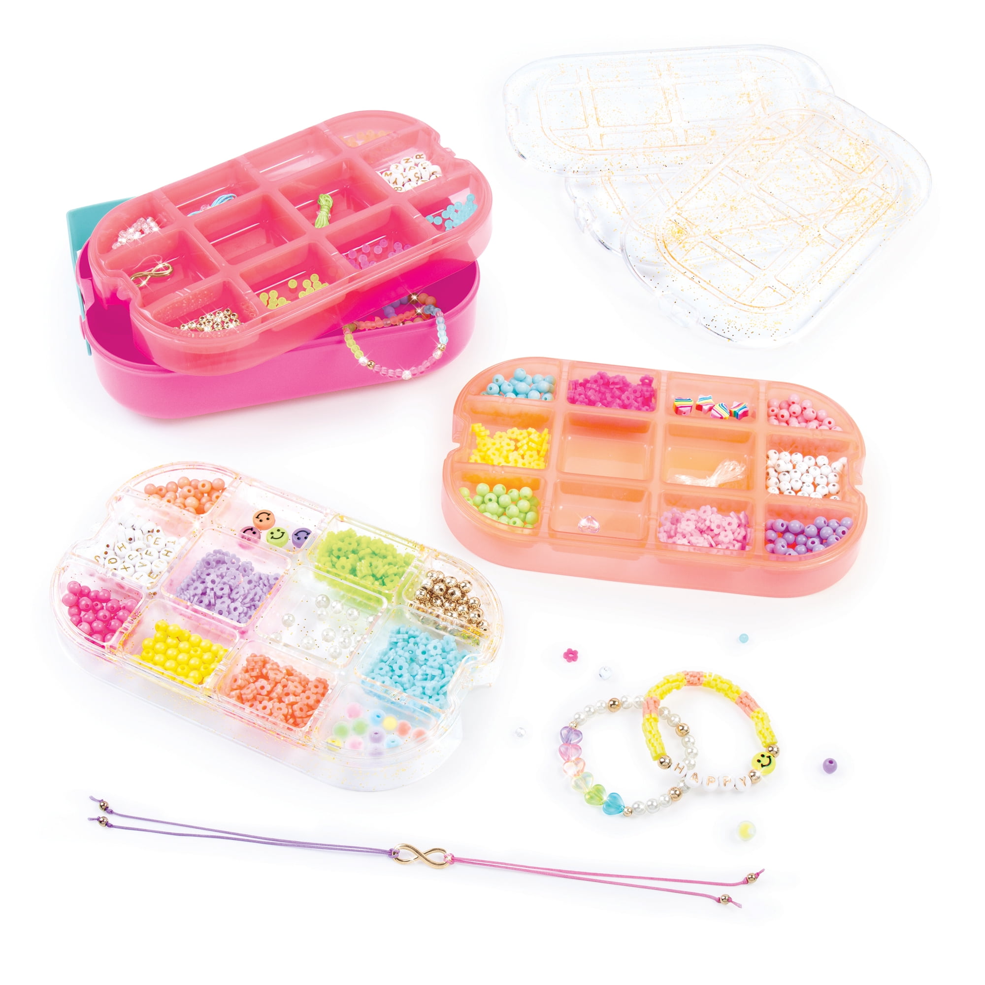 Make It Real Beads 2-Go! DIY Jewelry Set - Bento Style Travel Case, 1370 Beads, Child Ages 8+