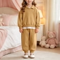 thumbnail image 2 of Girls Fall Winter Outfit Set Toddler Kids Casual Sports Set Baby Solid Color Hoodie Set 6-24 Months 2T 3T 4T 5T 6T Children Yellow,1-2 Years, 2 of 4