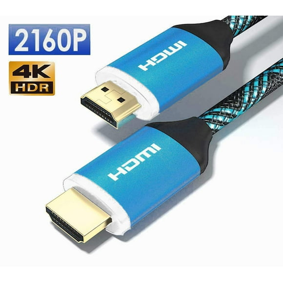 KUNOVA (TM) Tressé Noir Bleu Lumineux 30 Pieds 30 Pieds Câble HDMI 4K 60HZ, 2160P, HDR 3D Haute Vitesse avec Arc Ethernet Dernière Version