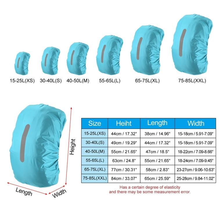 Uxcell 75-85L Waterproof Backpack Rain Cover with Vertical Reflective  Strap, XXL, Light Blue - Walmart.com