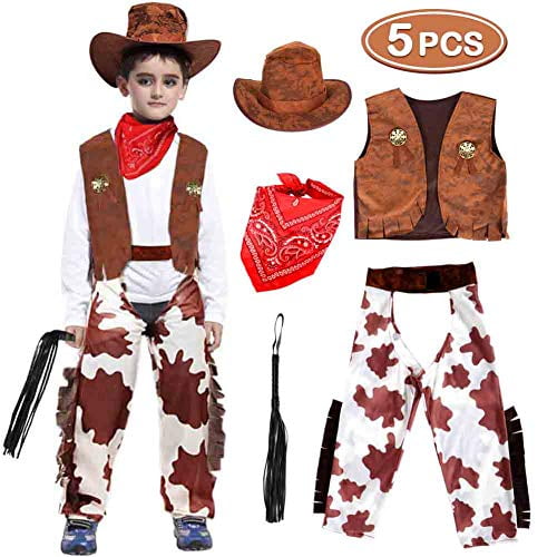 Dissytoys Cowboy Costume Kids Role Play Dress up Set 5 PCS for Boys