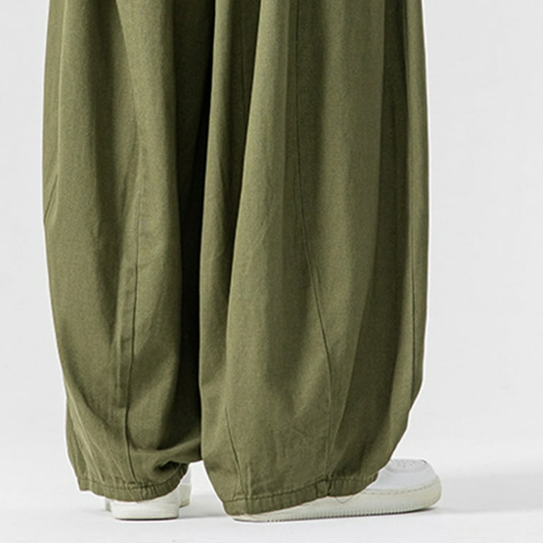 UVEASISHA Wide Leg Pants for Men Elastic Waist Drawstring Palazzo