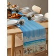 thumbnail image 2 of Table Runner Dresser Scarf 13 x 120 Inch Summer Blue Beach Ocean Starfish Shell Linen Texture Table Runners Non-Slip Heat Kitchen Dining Table Decor for Indoor Outdoor Home Party Decoration, 2 of 7