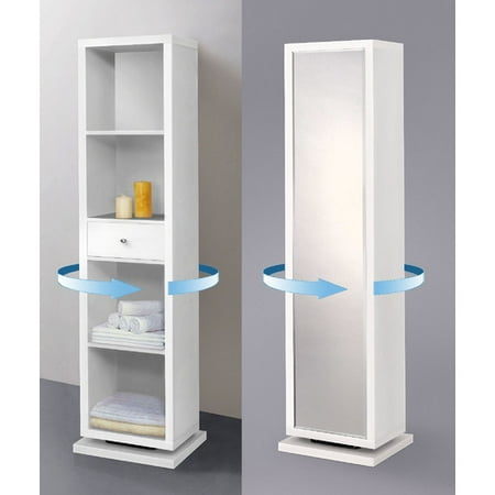 White Swivel Mirror Artiva USA BELLA Home Deluxe 71-inch White Full-length Mirror and Swivel Cabinet/Shelving unit ()