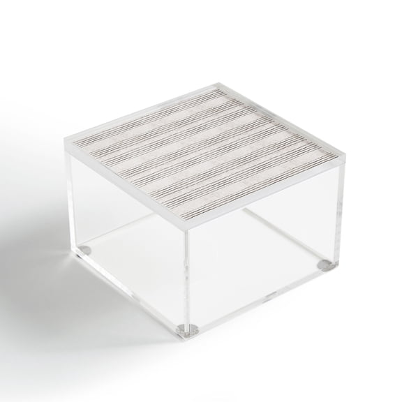 Society6 Holli Zollinger LINEN STRIPE RUSTIC 4" x 4" Acrylic Box