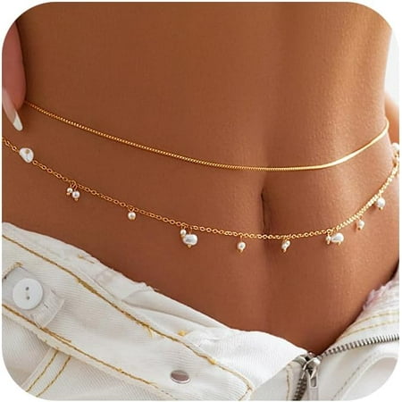 GZhLonKiMa Body Chain Belly Chain Silver Gold Waist Chain Body Chain Jewelry for Women Body Jewelry for Women Waist Chains Belly Chains for Women Chain Bra Lingerie