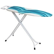 Mabel Home Ironing Board, Adjustable Height, Deluxe, 4-Leg   Extra Cover, Blue & White Patterned