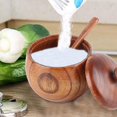 thumbnail image 2 of Solid Wood Jar, Sugar Bowl Salt Seasoning Box Pot with Spoon and Lids for Home Kitchen, 2 of 8