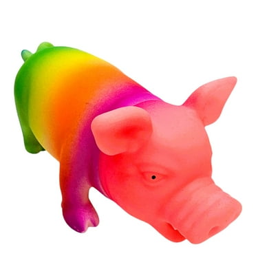 8" Snorting Rainbow Colored Rubber Pigs (1 Pack) Squeezable Noisemakers Great Game Prize for Carnivals and Party Toy