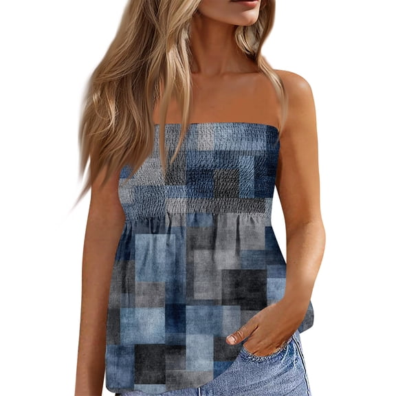 Women s Strapless Floral Print Tube Top Casual Loose Fit Sleeveless Blouse Multiple Vibrant Pattern Options Soft Lightweight Fabric Comfortable Summer Daily Bohemian Top