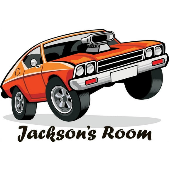 Personalized Name Vinyl Decal Sticker Custom Initial Wall Art Personalization Decor Racecar Boys Bedroom 16 Inches X 20 Inches