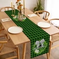 thumbnail image 3 of Botanical Flower Wreath Table Runner - 108 Inch Long, Kitchen Dining Table Runner Dresser Scarves, Rustic Bow-Knot Green Black Plaid Farmhouse Decor for Coffee Tables Wedding Party Banquet, 3 of 8