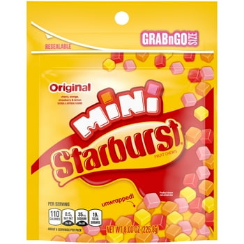 Starburst Original Minis Fruit Chews Gummy Candy, Grab N Go - 8 oz Bag