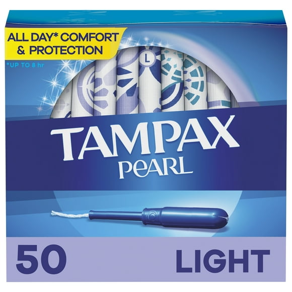 Tampax Pearl Tampons with LeakGuard Braid, Light Absorbency, 50 Ct