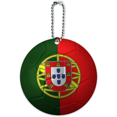 Portugal Flag Soccer Ball Futbol Football Round Luggage ID Tag Card for Suitcase or Carry-On