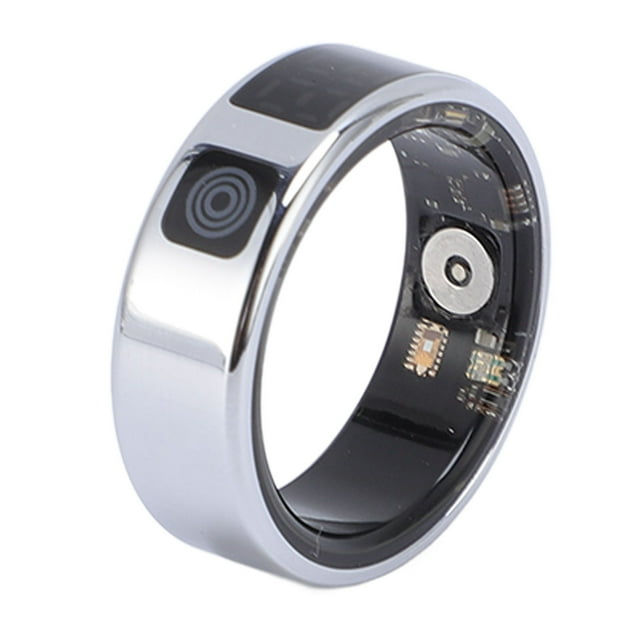 Stainless Smart Ring with APP Display Screen Multiple Sports Modes IP68 Water Resistant Stainless Steel 18mAh Smart Fitness Ring for Cycling Running