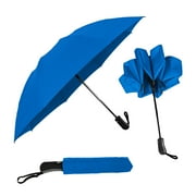 The Reversa 46" Compact Reverse Folding Umbrella Windproof Automatic Open Close Travel Umbrella, Strong 8 Ribs Portable Inside Out Inverted Folding Umbrella For Men and Women, Royal Blue