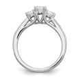 thumbnail image 2 of Solid 14K White Gold Three Stone Diamond Side-Stones with CZ Cubic Zirconia Center Stone Engagement Ring Size 6.5, 2 of 8