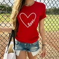 thumbnail image 2 of iOPQO T-Shirts pour Femmes T-Shirts pour Femmes Saint-Valentin Décontracté Manches Courtes Col Rond Imprimé Lettre Hauts en Forme de Cœur Rouge TG, 2 of 5