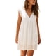 thumbnail image 1 of VISgogo Vestido casual para mujer, manga voladora, cuello en V, ahuecado, color sólido, suelto, vestidos acampanados VISgogo moda, 1 of 6