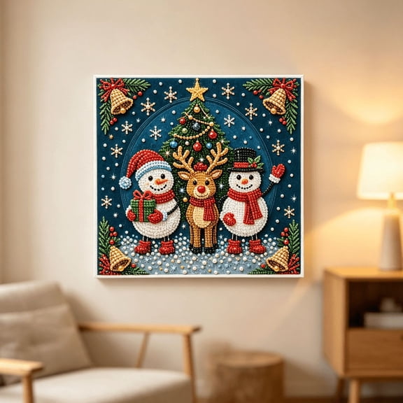 DIY Christmas Pearl Diamond Painting Art Kit with Frame, Christmas Pearl Beads Art Craft for Adults Beginner, Gemstone Diamond Dots Beads for Home Wall Decor, Healing Stress-Relieving (Gingerbread)