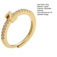 thumbnail image 2 of LYMAYTER Bague Doigt - Ajustable-Cyclable, 26 Alphabet Incrusté, Géométrique, 2 of 6