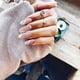 thumbnail image 3 of Uñas de longitud media en forma de almendra con elegantes rayas en tonos nude y blancos, juego de uñas acrílicas a presión para mujer, uñas postizas abstractas artesanales, perfectas para, 3 of 7
