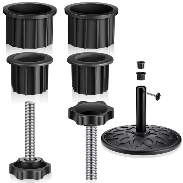 Tapa y tapón de anillo de orificio de soporte de base de sombrilla Pieza de repuesto de soporte de sombrilla con perilla de mano de repuesto roscada (6 piezas)