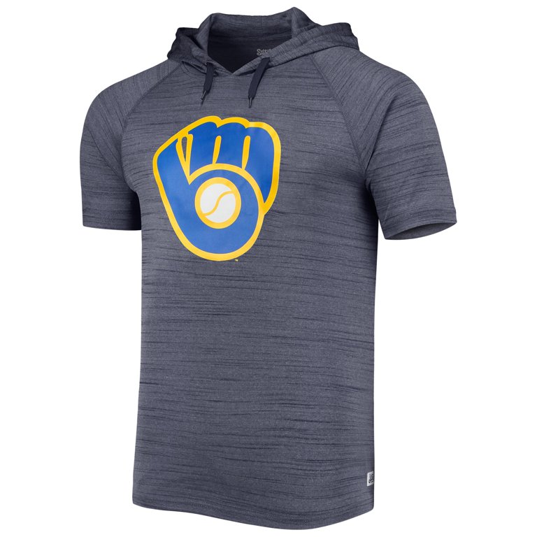 Men's Stitches Navy Milwaukee Brewers Space-Dye Raglan Hoodie T