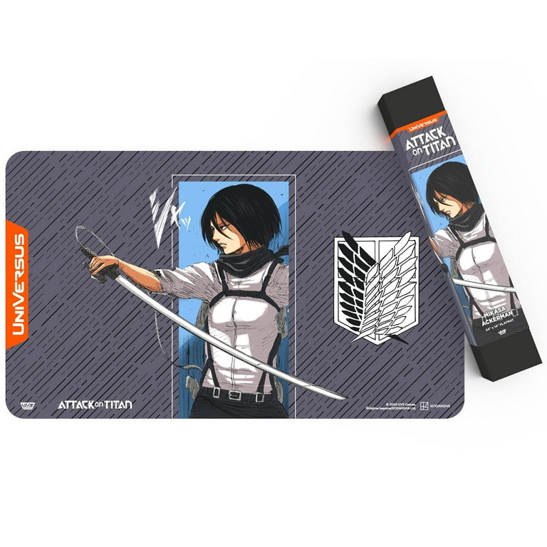 UniVersus Attack on Titan: Battle for Humanity - Mikasa Ackerman Playmat - 24 x 14 Neoprene Mat, Tabletop Card Game Accessory, UVS Games, Licensed UniVersus Attack on Titan: Battle for Humanity - Mikasa Ackerman Playmat - 24 x 14 Neoprene Mat, Tabletop Card Game Accessory, UVS Games, Licensed