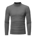 thumbnail image 1 of T-Shirt Blouse Basique Uni à Col Montant pour Homme, Chaud pour l'Hiver, Chandail à Manches Longues, 1 of 9