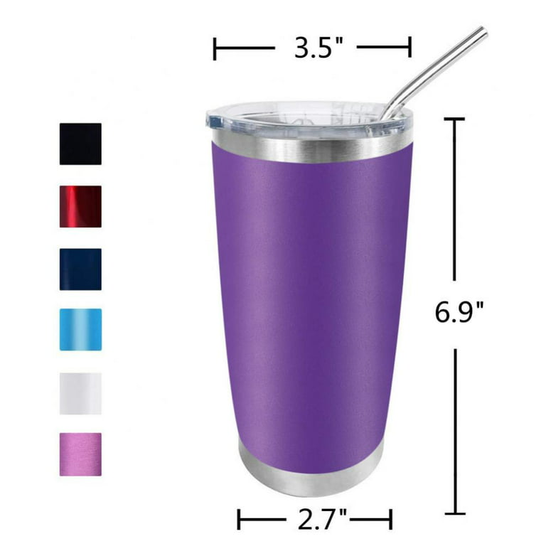 20 oz Stainless Steel Tumbler Insulated Coffee Cup Travel Mug With Straw